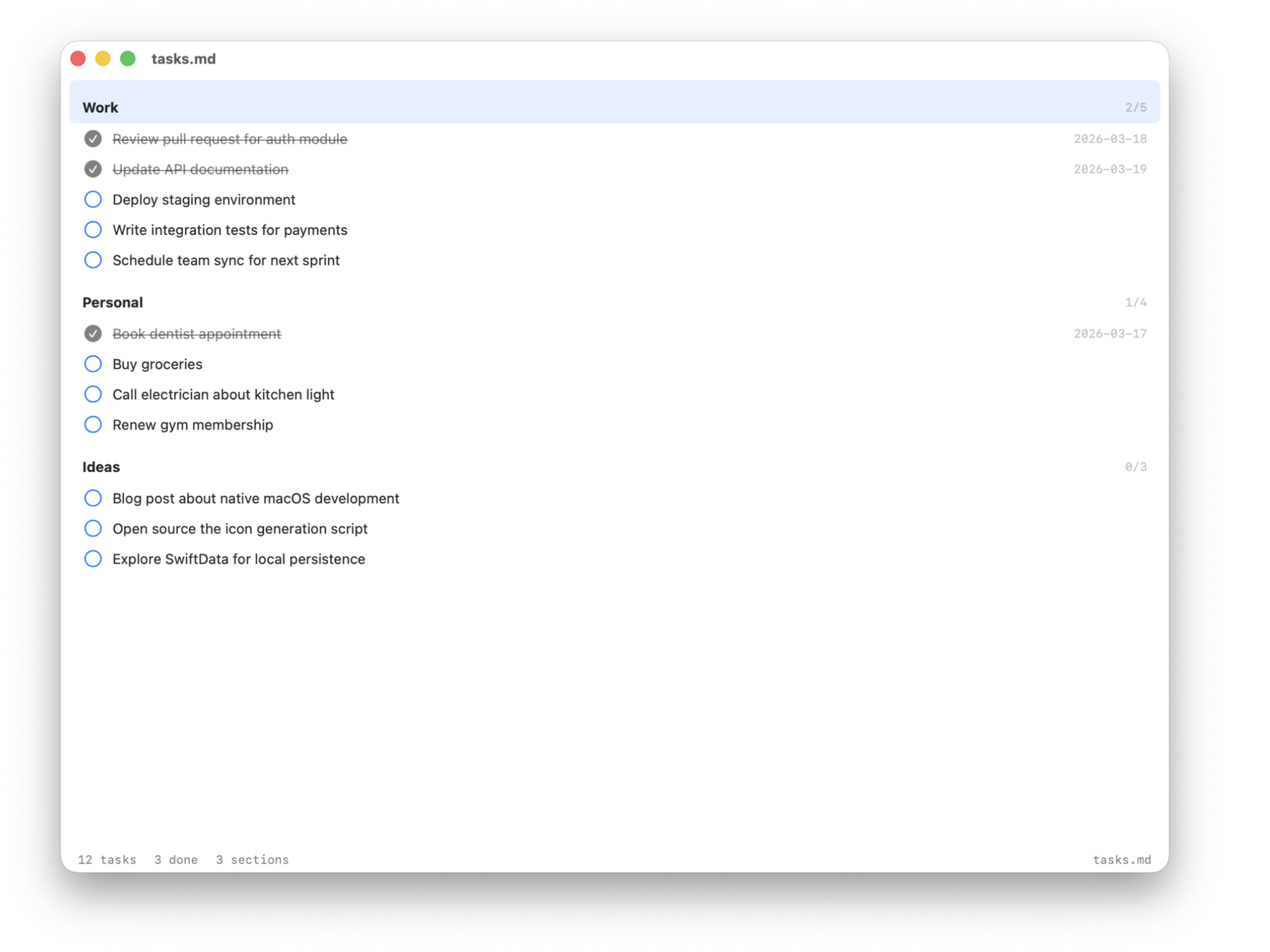 TinyTask screenshot